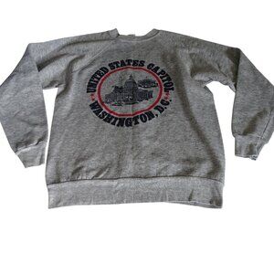 Vintage US Capitol Washington D.C. Sweatshirt Parrot By J&L Women Size L Gray